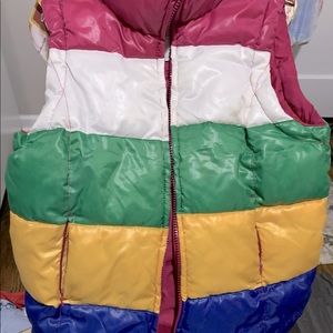 Puffy vest Multi color Aeropostale coat Sz  small, like new.